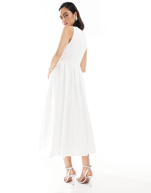 Asos Six Stories Bridal Drop Waist Midaxi Dress In Ivory