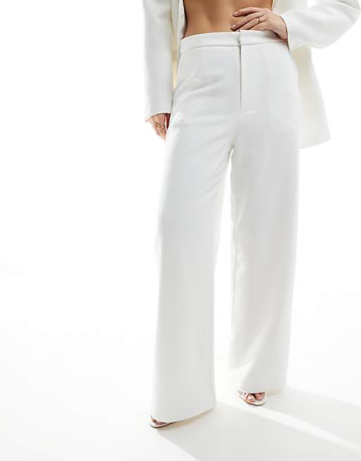 Asos Six Stories Bridal Wide Leg Tailored Trousers Co-ord In Ivory