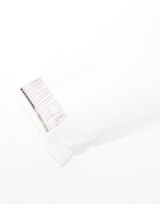 Asos Six Stories Bride Bow Hairclip Tulle Veil In Ivory