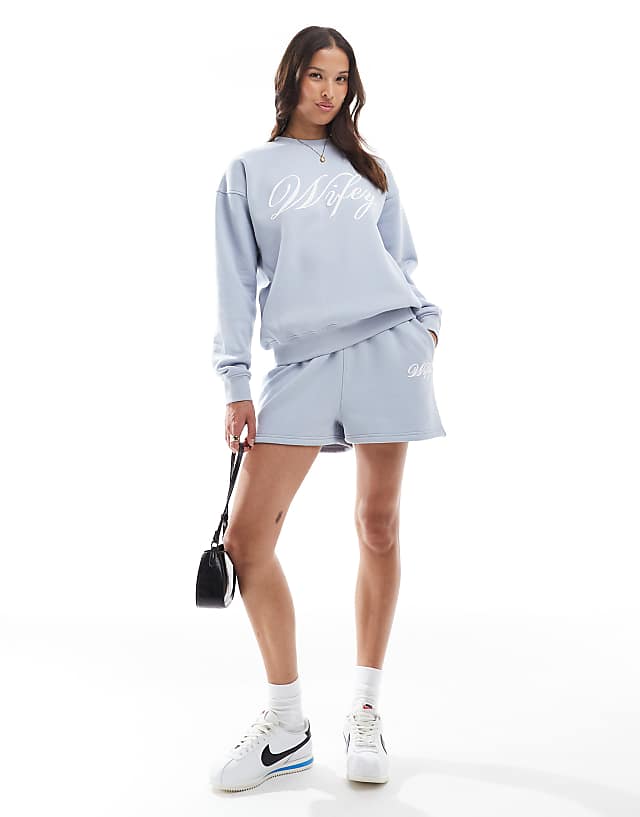 Asos Six Stories Wifey Sweatshirt Co-ord In Something Blue