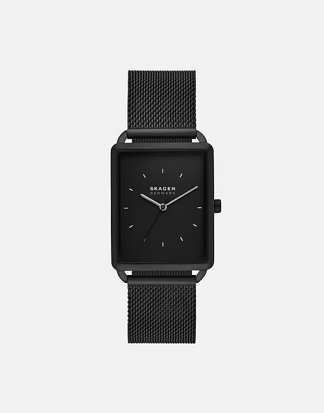 asos Skagen Men's hagen three-hand black stainless steel watch - BLACK