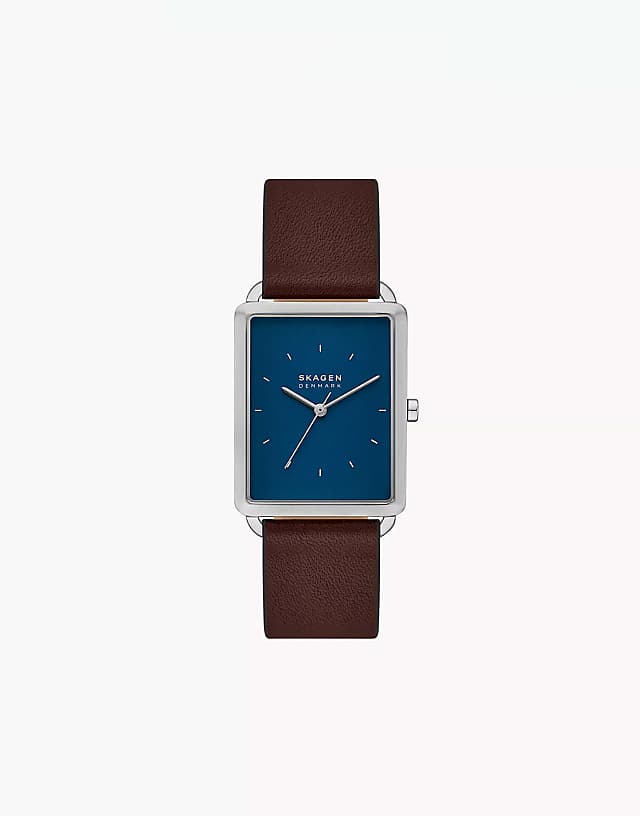 asos Skagen Men's hagen three-hand silver stainless steel watch - BROWN
