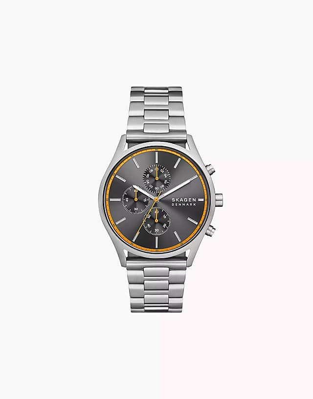 asos Skagen Men's holst chronograph silver stainless steel watch - SILVER