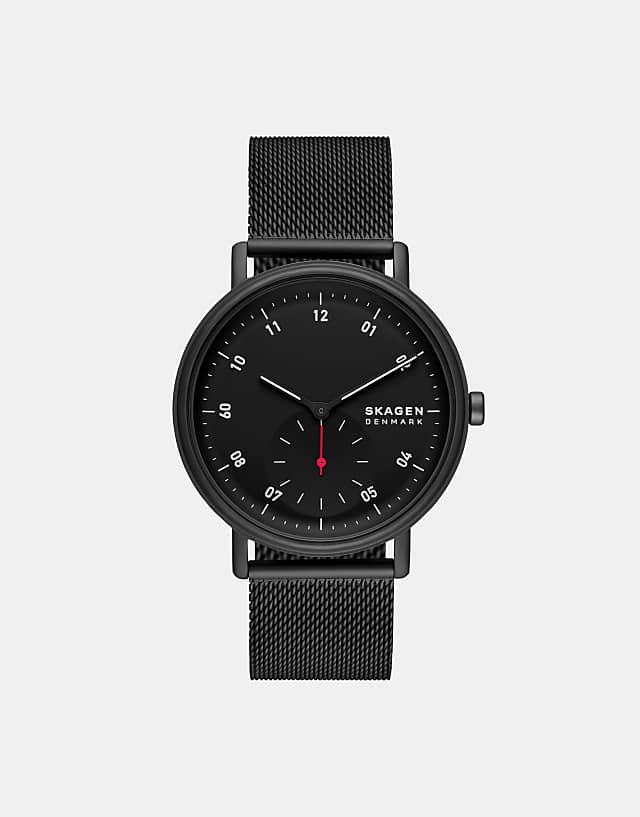 asos Skagen Men's kuppel two-hand sub-second black stainless steel watch - BROWN
