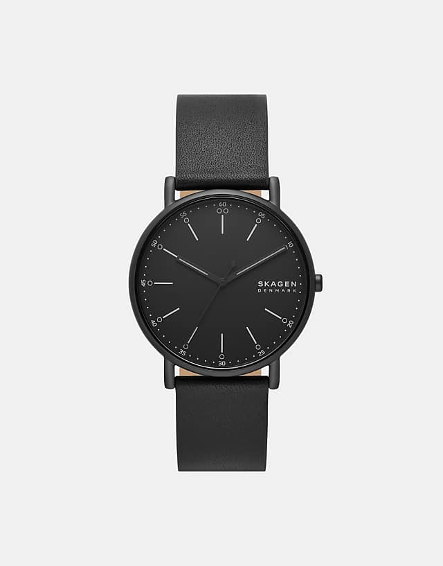 asos Skagen Men's signatur three-hand black stainless steel watch- BLACK
