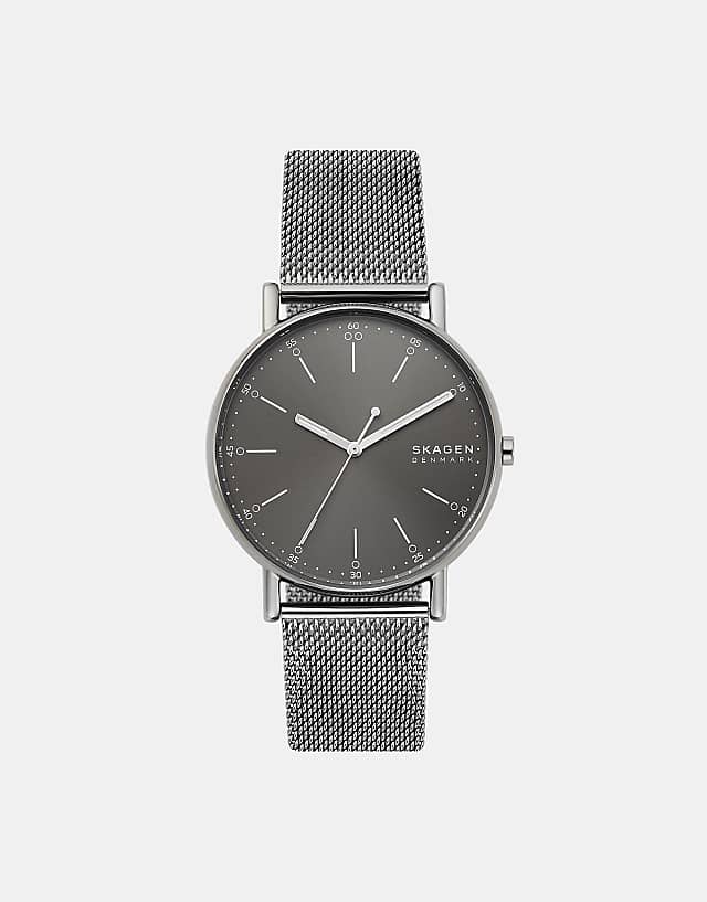 asos Skagen Men's signatur three-hand gray-tone stainless steel watch - GREY