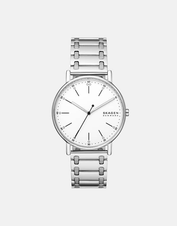 asos Skagen Men's signatur three-hand silver stainless steel watch - SILVER