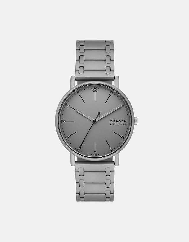 asos Skagen Men's signature three-hand gray stainless steel watch- GREY