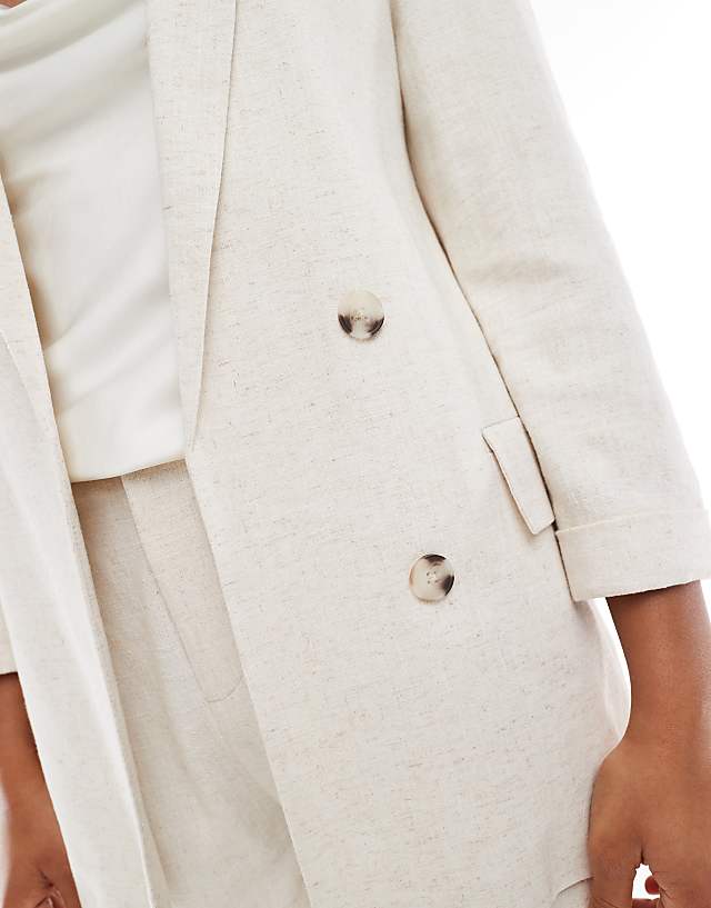 Asos Stradivarius Co Ord Linen Look Blazer In Beige