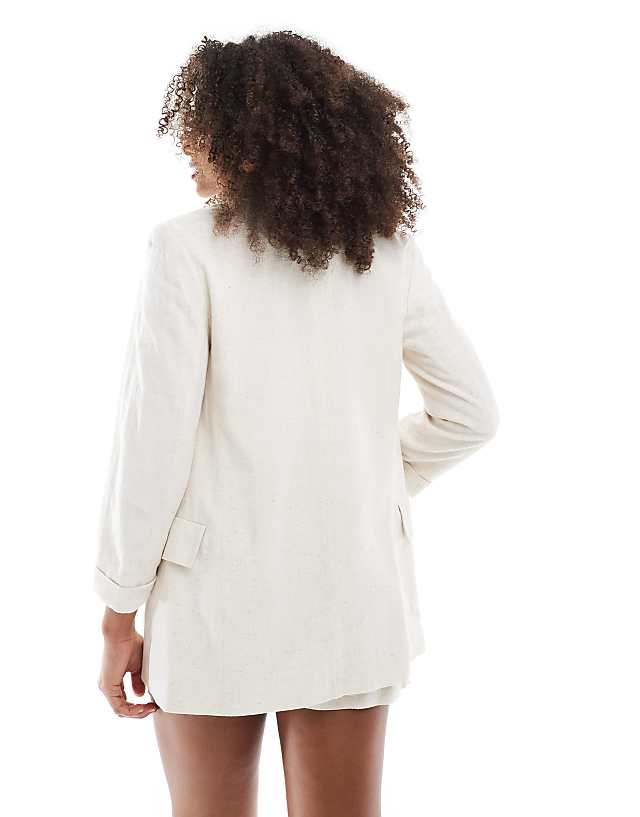 Asos Stradivarius Co Ord Linen Look Blazer In Beige