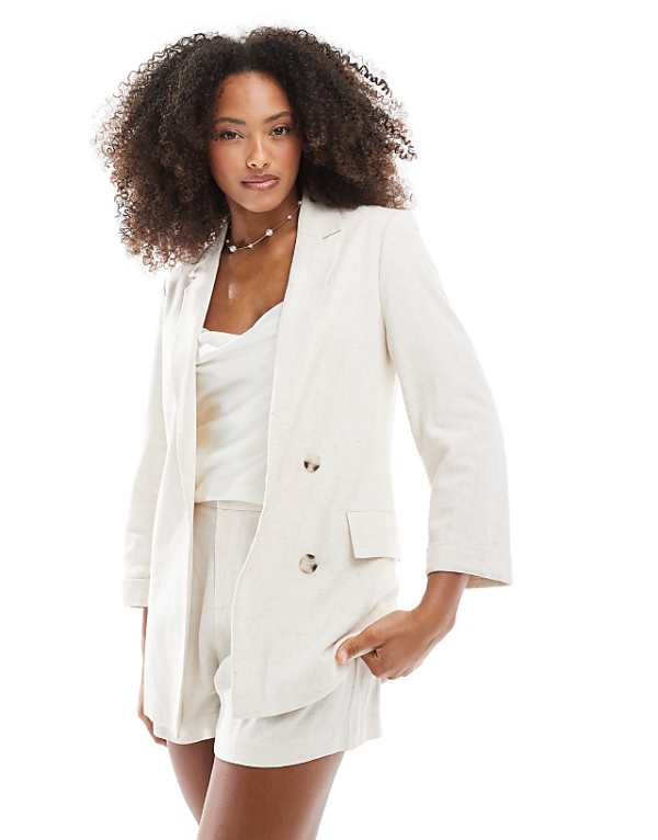 asos Stradivarius co ord linen look blazer in beige
