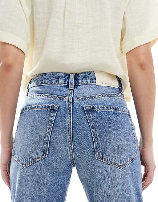 Asos Stradivarius D92 Denim Straight Jeans In Medium Wash