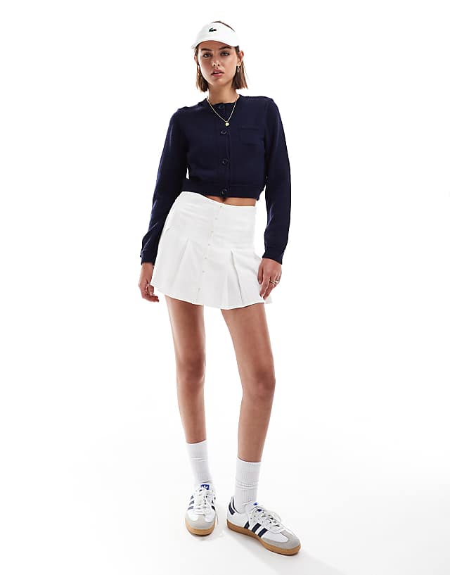 Asos Stradivarius Linen Look Pleated Mini Skirt In White