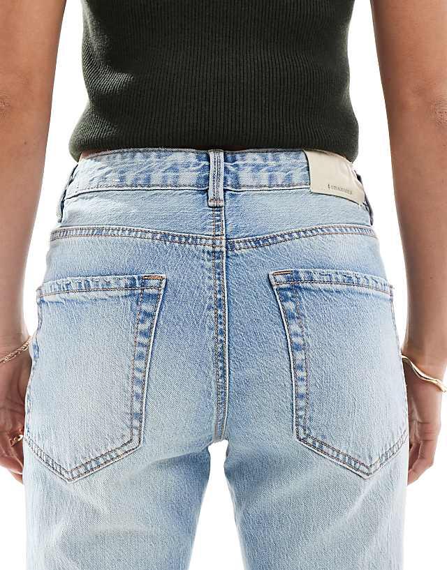 Asos Stradivarius Petite D98 Straight Leg Jeans In Light Blue Wash