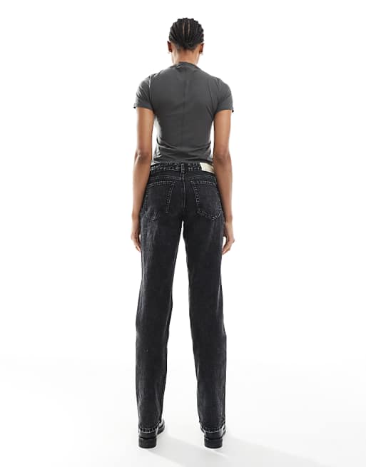 Asos Stradivarius Tall D03 Low Waisted Straight Leg Jean In Black Wash