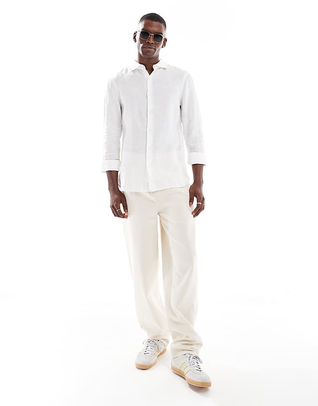Asos Superdry Embroidered Vacation Linen Shirt In Optic