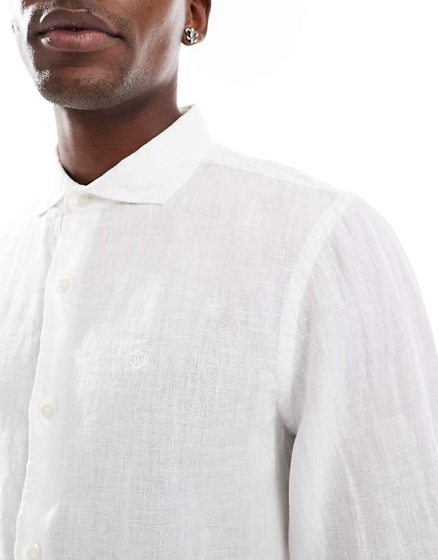 Asos Superdry Embroidered Vacation Linen Shirt In Optic