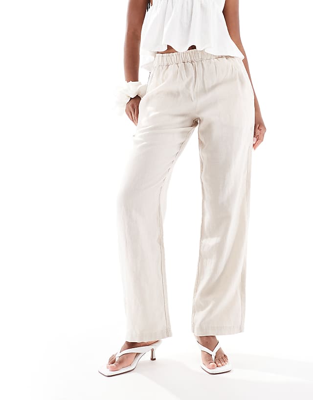 Asos Superdry Linen Drawstring Pants In Pumice Stone Beige