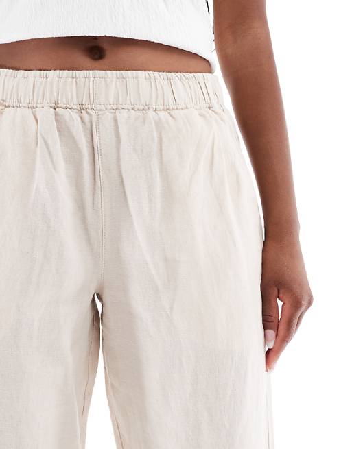 Asos Superdry Linen Drawstring Pants In Pumice Stone Beige