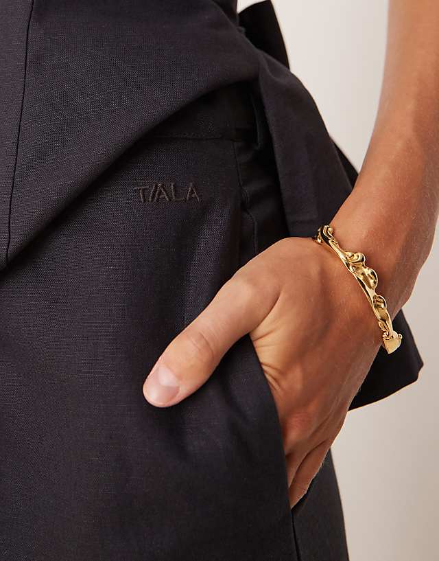 Asos Tala Heavyweight Linen Tailored Wide Leg Trousers In Black