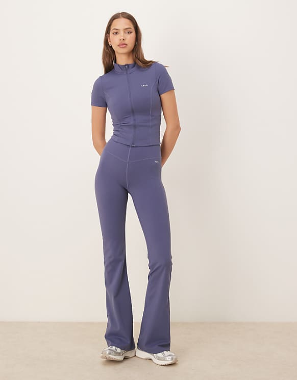 asos Tala SkinLuxe v-waist high waisted flared legging in blue