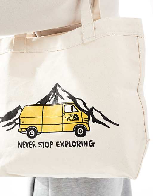 Asos The North Face Camper Van Logo Tote Bag In Ecru