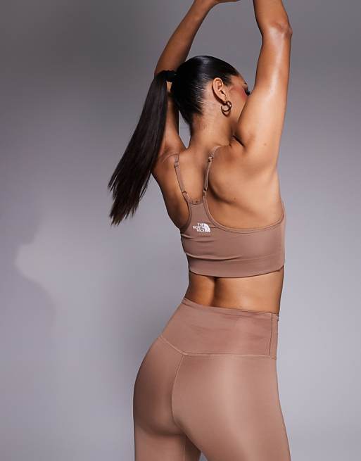 Asos The North Face Flex Logo Low Support Bra In Brown