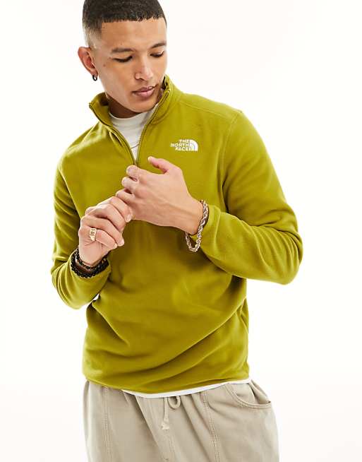 asos The North Face Glacier 100 1/4 zip fleece in khaki