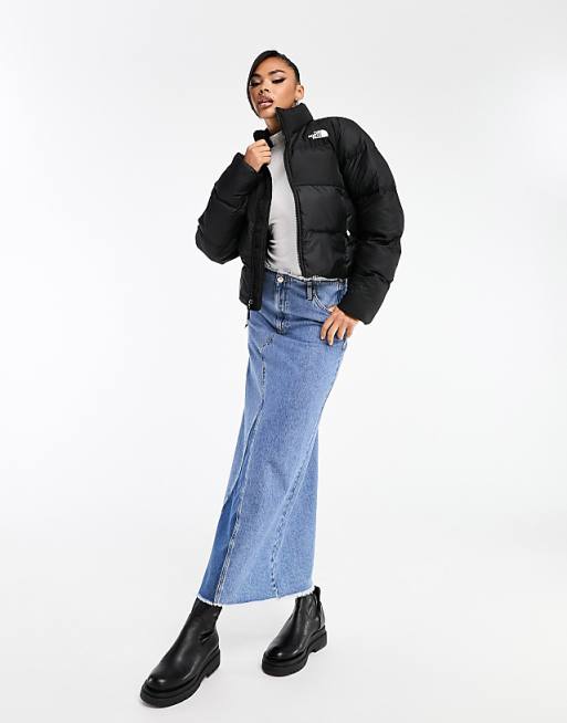 Asos The North Face Saikuru Cropped Puffer Jacket In Black