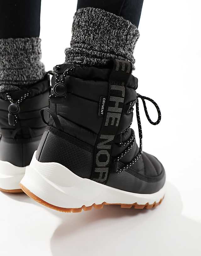 Asos The North Face Thermoball Insulated Lace Up Boots In Black And White