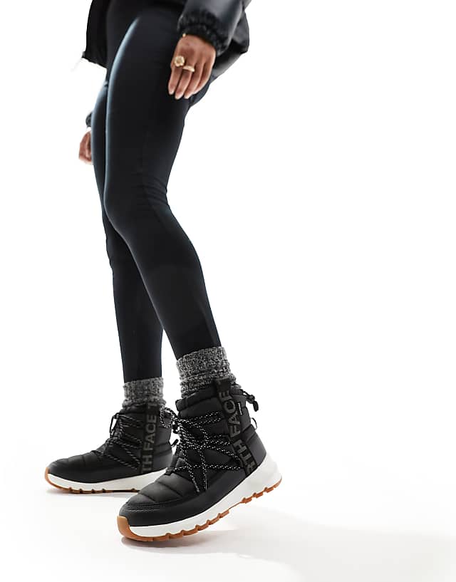 Asos The North Face Thermoball Insulated Lace Up Boots In Black And White