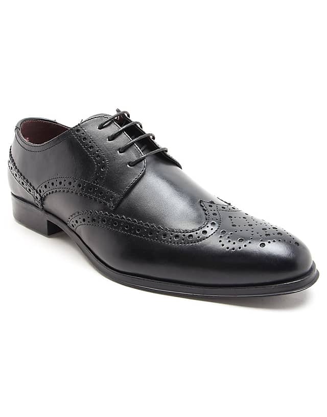 Asos THOMAS CRICK BANKS Brogue Derby Formal Leather Shoes In Black