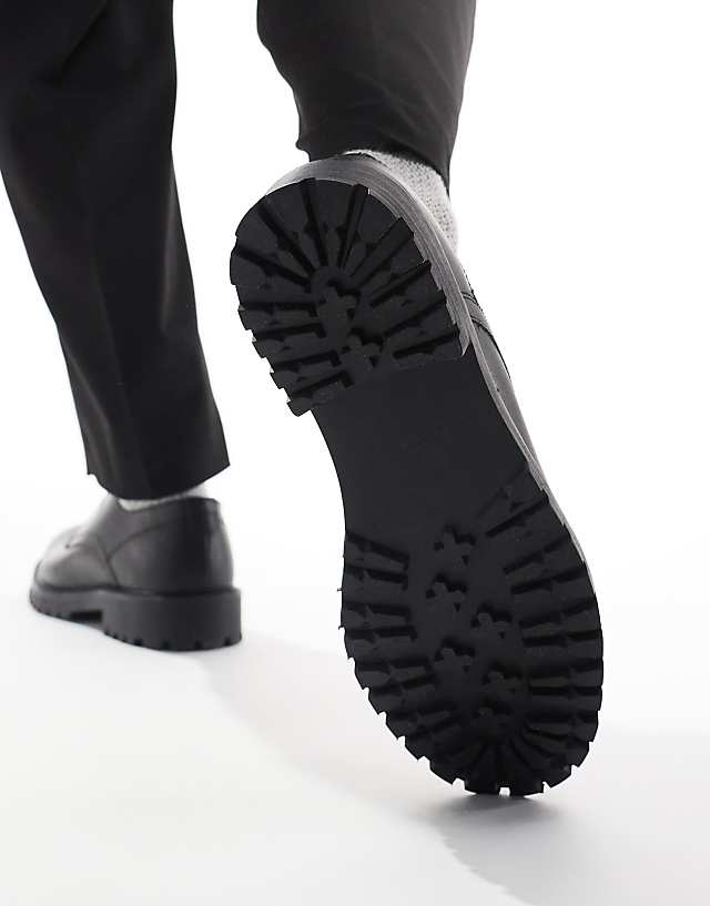 Asos THOMAS CRICK BOWER Leather Derby Formal Leather Shoes In Black