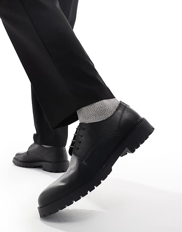 asos THOMAS CRICK BOWER leather derby formal leather shoes in black