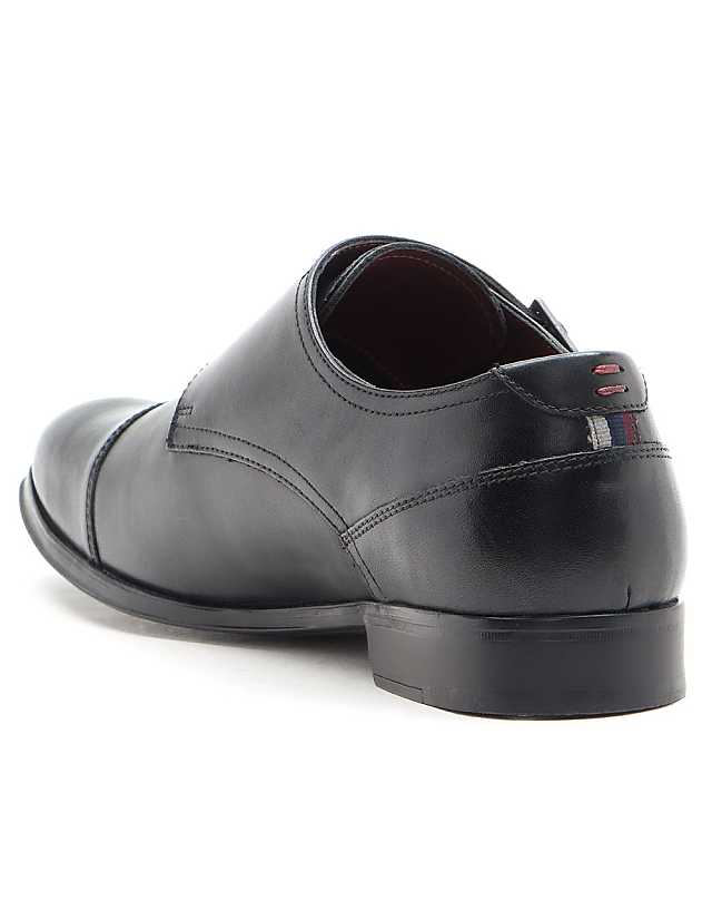 Asos THOMAS CRICK BOYCIE Double Monk Strap Formal Leather Shoes In Black