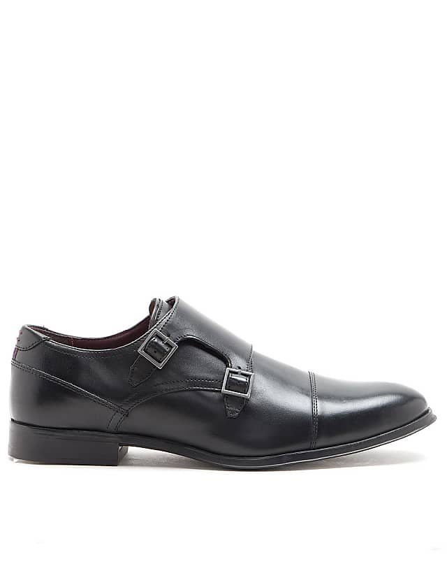 asos THOMAS CRICK BOYCIE double monk strap formal leather shoes in black