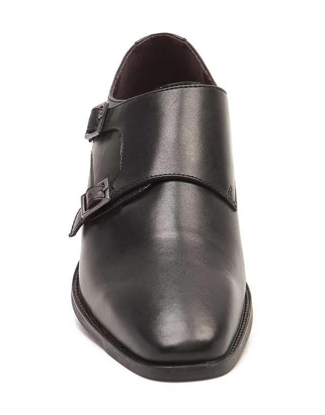 Asos THOMAS CRICK FETZ Twin Strap Monk Formal Leather Shoe In Black