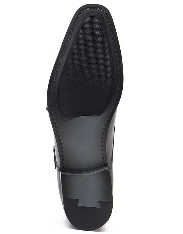 Asos THOMAS CRICK FETZ Twin Strap Monk Formal Leather Shoe In Black