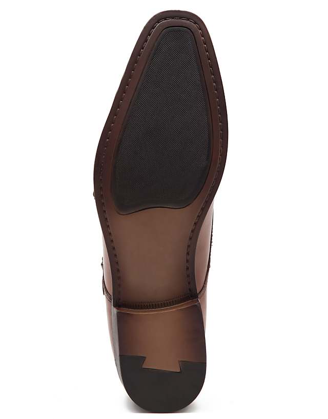 Asos THOMAS CRICK FETZ Twin Strap Monk Formal Leather Shoe In Tan