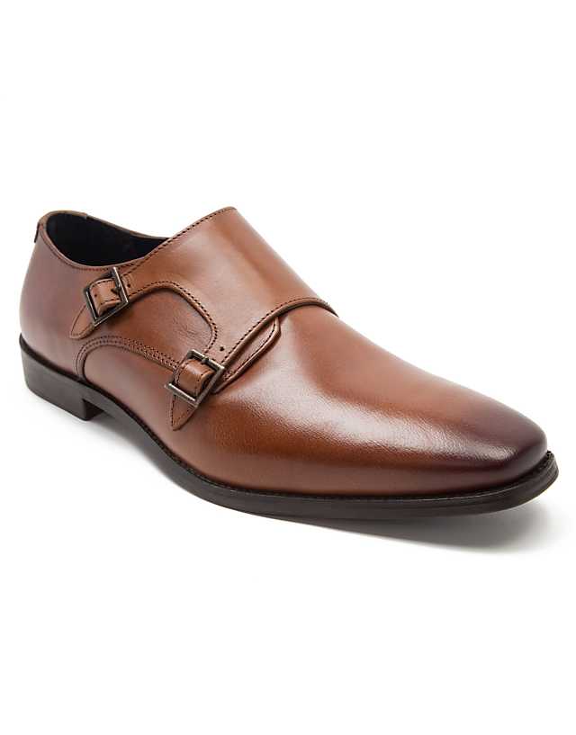 asos THOMAS CRICK FETZ twin strap monk formal leather shoe in tan