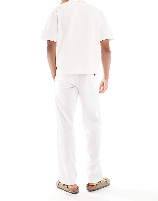 Asos Threadbare 'annual' Linen Blend Casual Trousers In White
