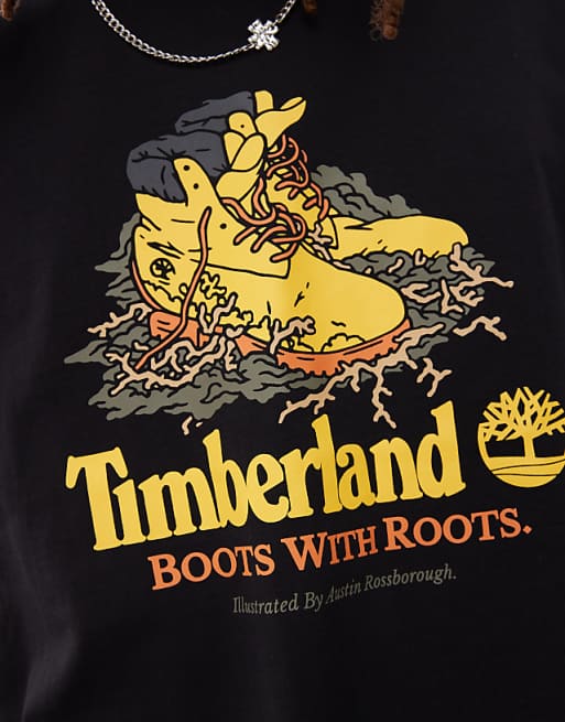 Asos Timberland Boots With Roots Graphic T-shirt In Black