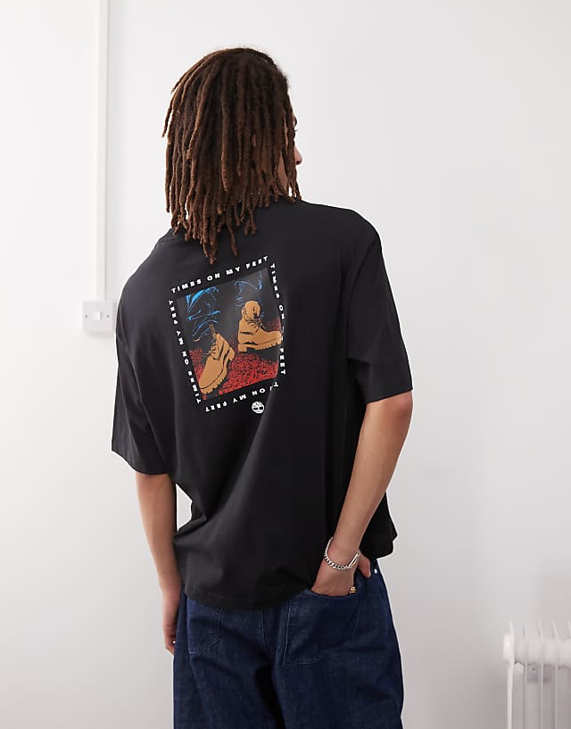 asos Timberland On My Feet graphic oversized t-shirt in black