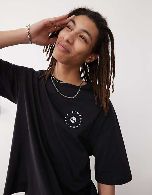 Asos Timberland Timbs 6"" Backprint Oversized T-shirt In Black