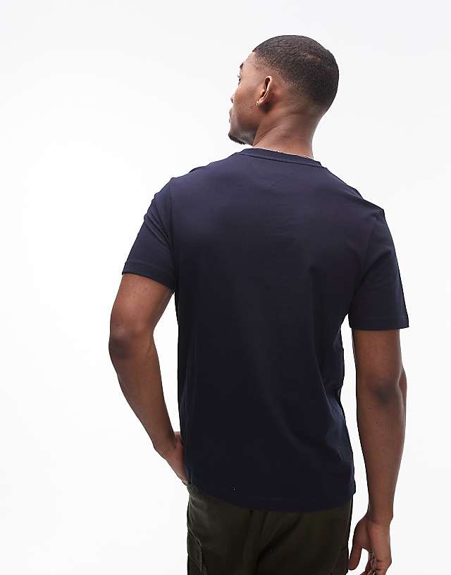 Asos Tommy Hilfiger Centre Stack Linear Logo T-shirt In Black