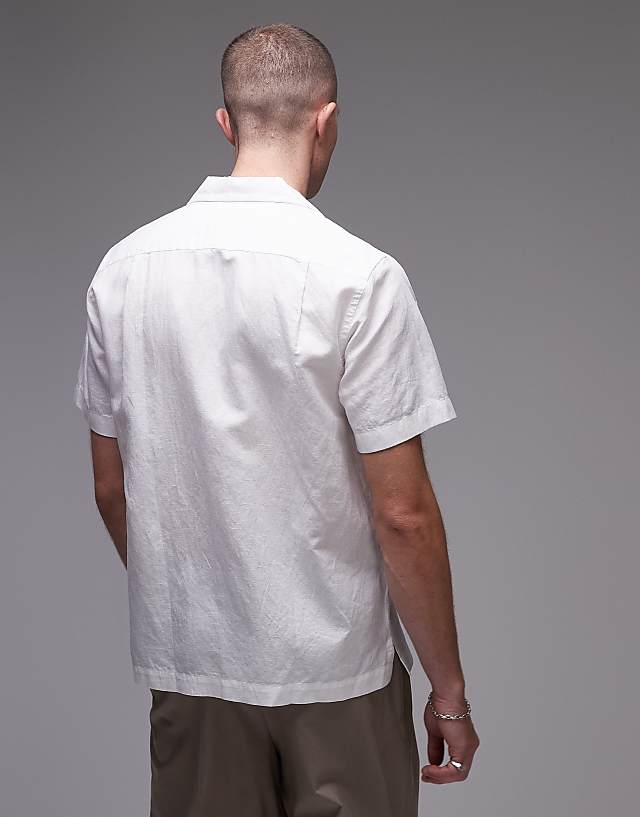 Asos Tommy Hilfiger Linen Blend Short Sleeve Shirt In White