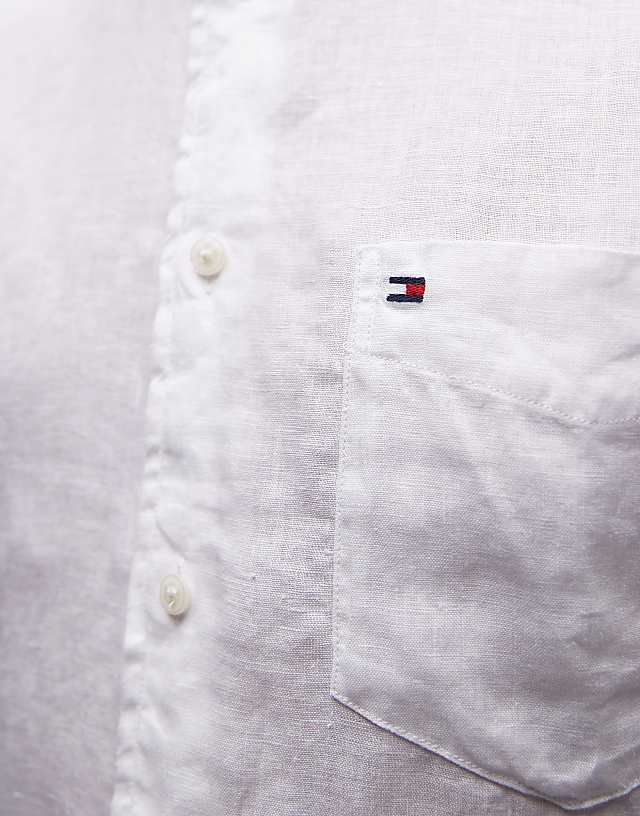 Asos Tommy Hilfiger Linen Long Sleeve Shirt In White