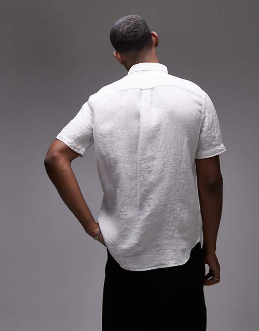 Asos Tommy Hilfiger Linen Short Sleeve Shirt In White