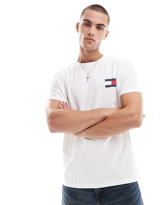 Asos Tommy Jeans Flag Back Print Graphic T-shirt In White