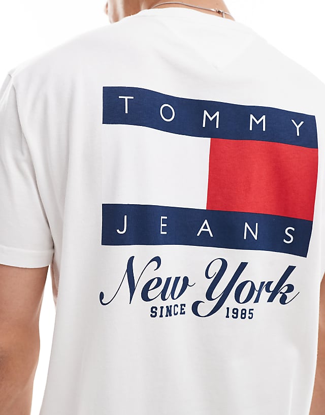Asos Tommy Jeans Flag Back Print Graphic T-shirt In White